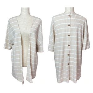 Pink Rose Striped Cardigan w/ Button Detailing on Back